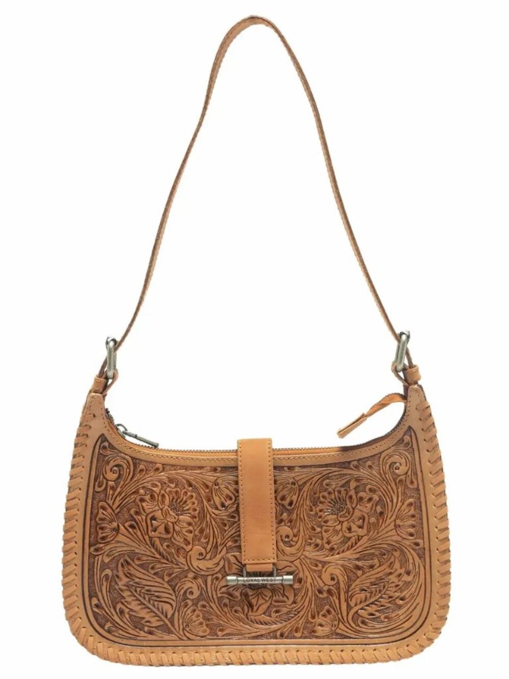 Myra Loyal West Dannia Saddle Brown Hand Tooled Leather Shoulder Bag NWT